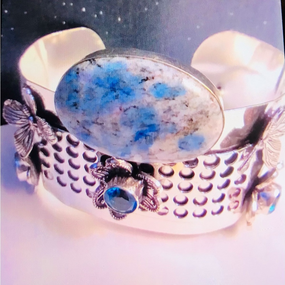 K2 Jasper Blue Topaz 925 Sterling Silver Cuff Bracelet